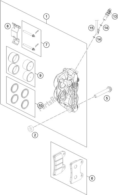 Todas las partes para Pinza De Freno Delantero de KTM 690 Duke,orange 2018