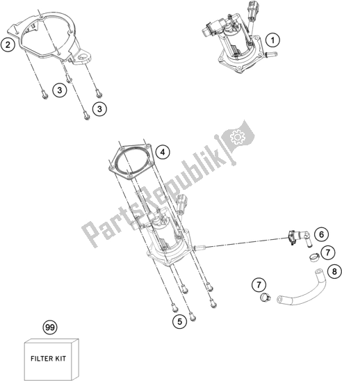 Alle onderdelen voor de Benzine Pomp van de KTM 690 Duke,orange 2018