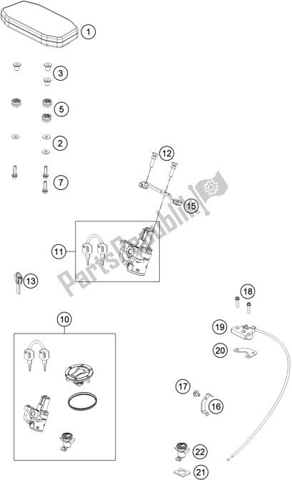 Todas as partes de Instrumentos / Sistema De Bloqueio do KTM 690 Duke,orange 2018