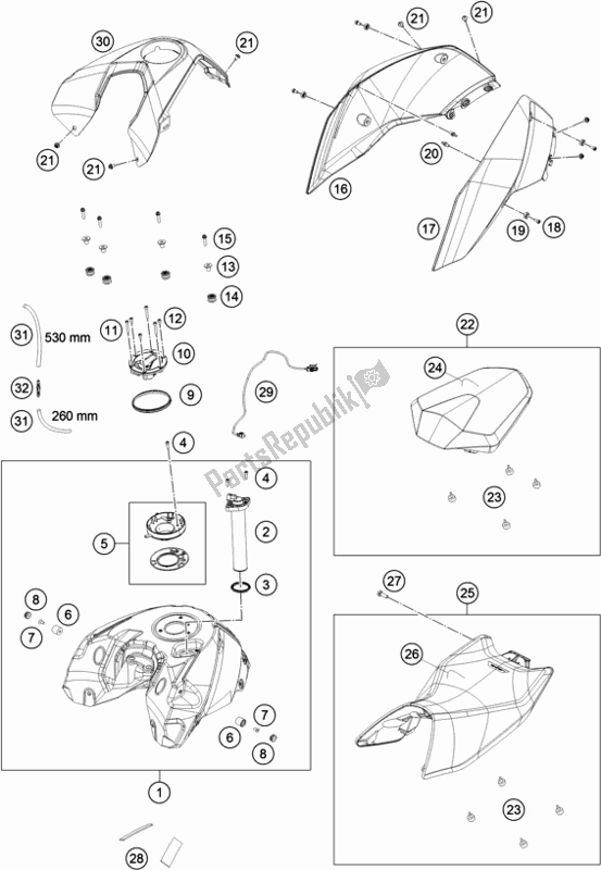 Toutes les pièces pour le Réservoir, Siège du KTM 690 Duke,orange 2018