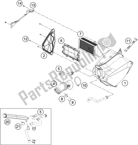 All parts for the Air Filter of the KTM 690 Duke,white 2018