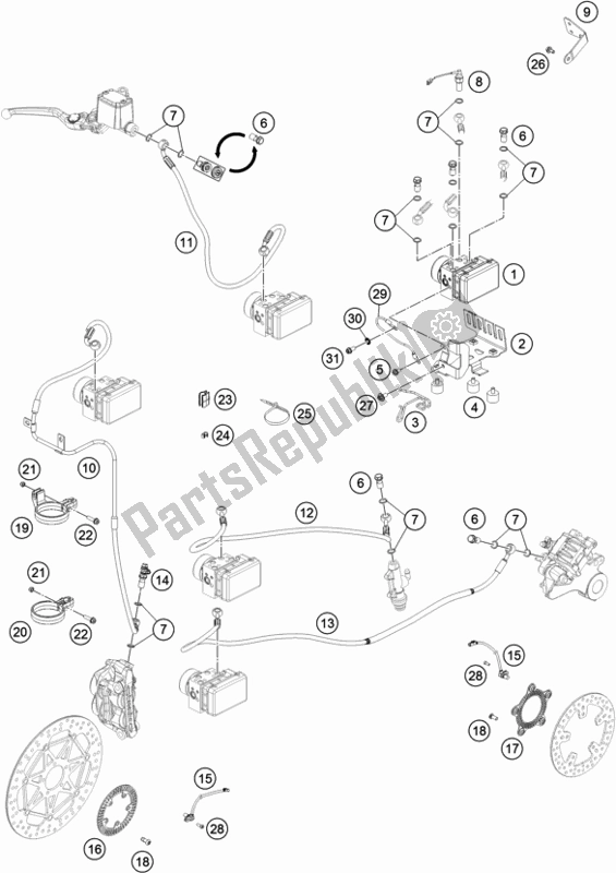 Todas las partes para Sistema Antibloqueo Abs de KTM 690 Duke,white 2018