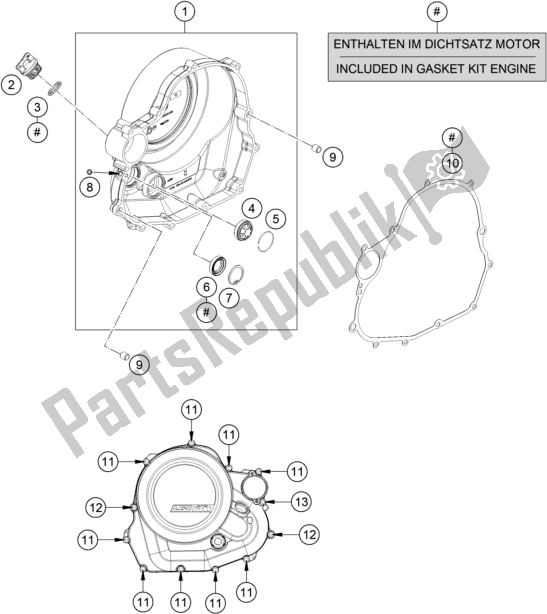 All parts for the Clutch Cover of the KTM 690 Duke,white 2018