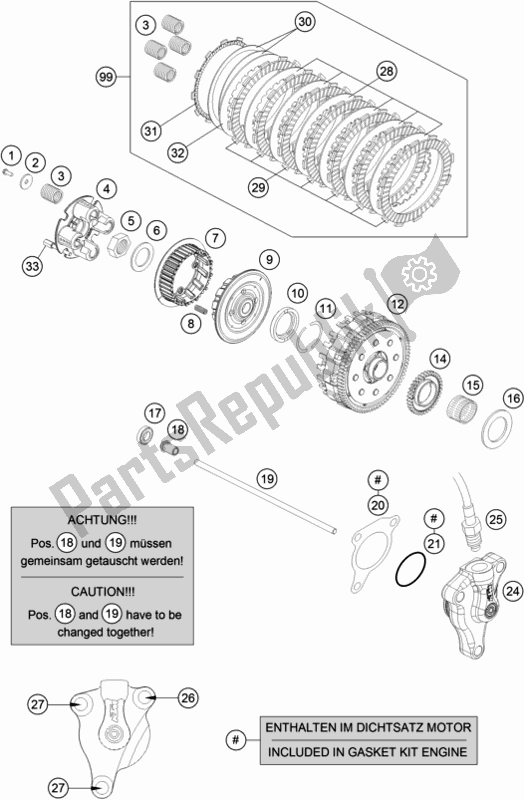 All parts for the Clutch of the KTM 690 Duke,white 2018