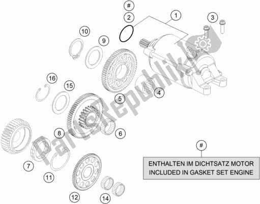 All parts for the Electric Starter of the KTM 690 Duke,white 2018
