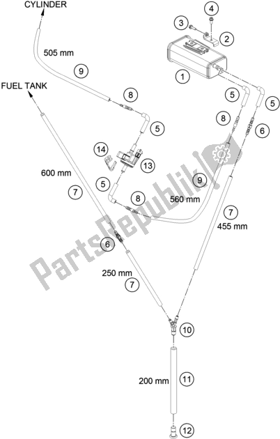 Todas las partes para Recipiente Evaporativo de KTM 690 Duke,white 2018