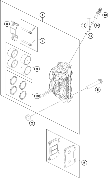 All parts for the Front Brake Caliper of the KTM 690 Duke,white 2018