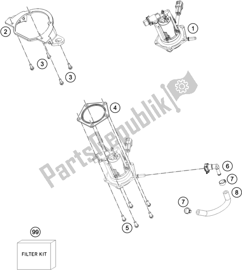 Alle onderdelen voor de Benzine Pomp van de KTM 690 Duke,white 2018