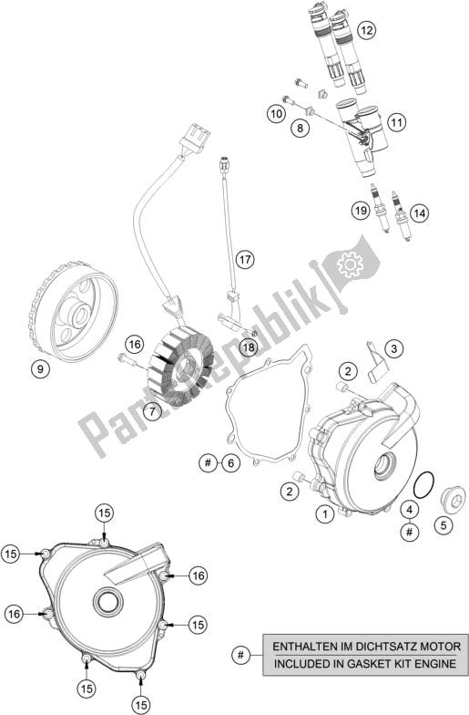 All parts for the Ignition System of the KTM 690 Duke,white 2018