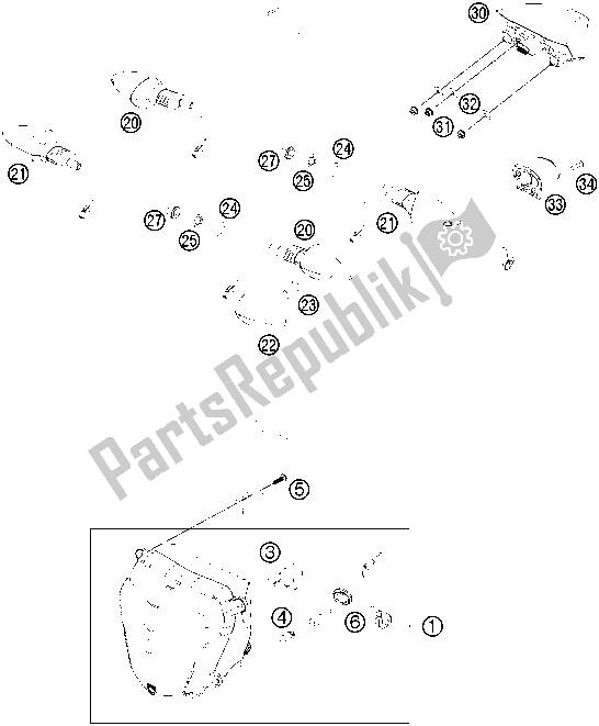 All parts for the Lighting System of the KTM 690 Duke,white 2018