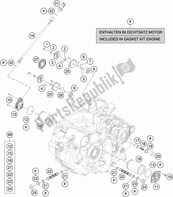 All parts for the Lubricating System of the KTM 690 Duke,white 2018