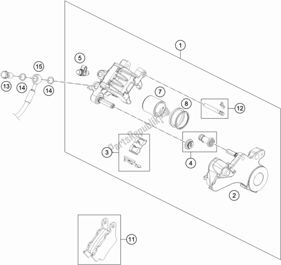 All parts for the Rear Brake Caliper of the KTM 690 Duke,white 2018