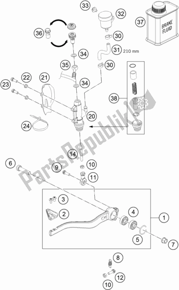 All parts for the Rear Brake Control of the KTM 690 Duke,white 2018