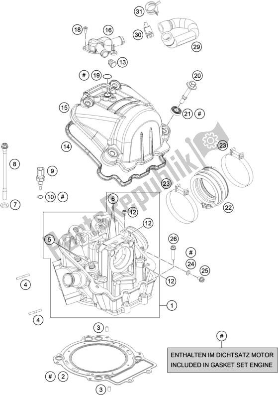 All parts for the Cylinder Head of the KTM 690 Enduro R 2018