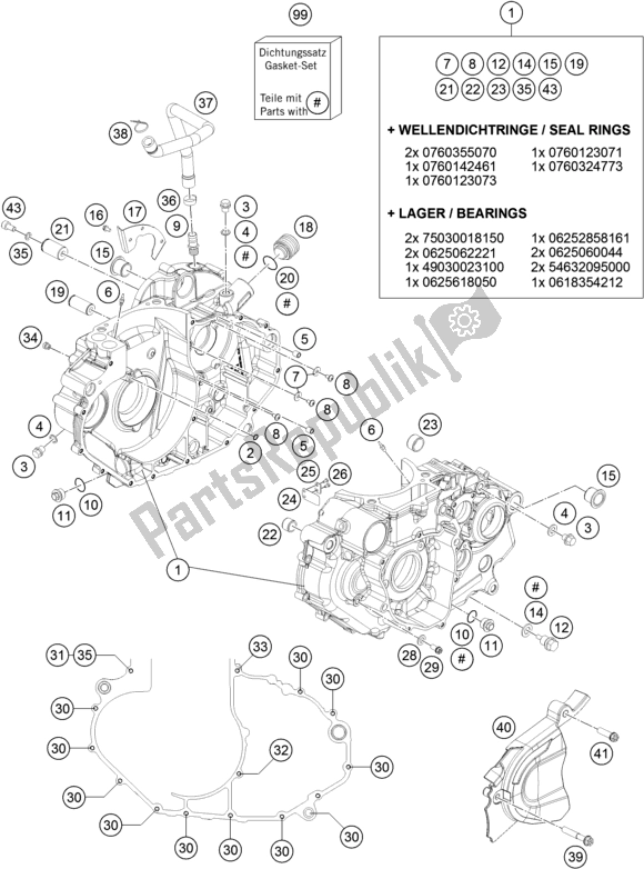 Tutte le parti per il Cassa Del Motore del KTM 690 Enduro R 2018