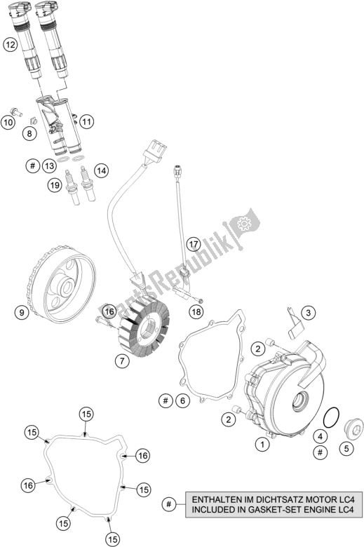 Tutte le parti per il Sistema Di Accensione del KTM 690 Enduro R 2018