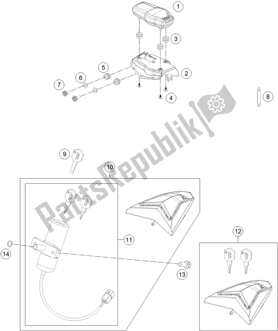 All parts for the Instruments / Lock System of the KTM 690 Enduro R 2018