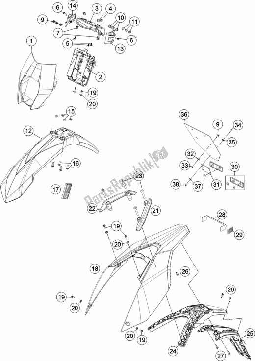 Todas as partes de Máscara, Pára-lamas do KTM 690 Enduro R 2018