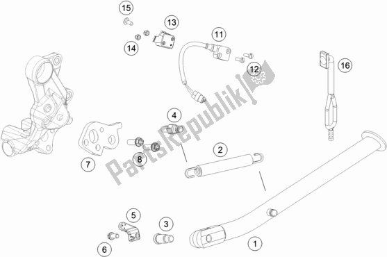 Alle onderdelen voor de Zij- / Middenstandaard van de KTM 690 Enduro R 2018