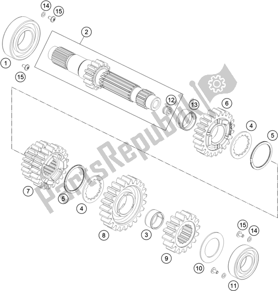 All parts for the Transmission I - Main Shaft of the KTM 690 Enduro R 2018