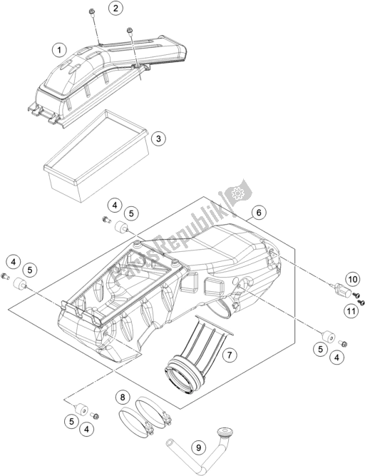 All parts for the Air Filter of the KTM 690 Enduro R EU 2017