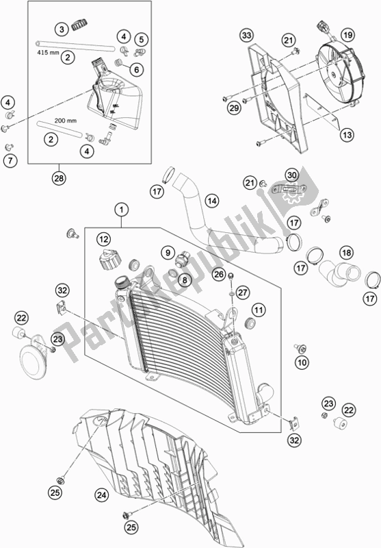 All parts for the Cooling System of the KTM 690 Enduro R EU 2017