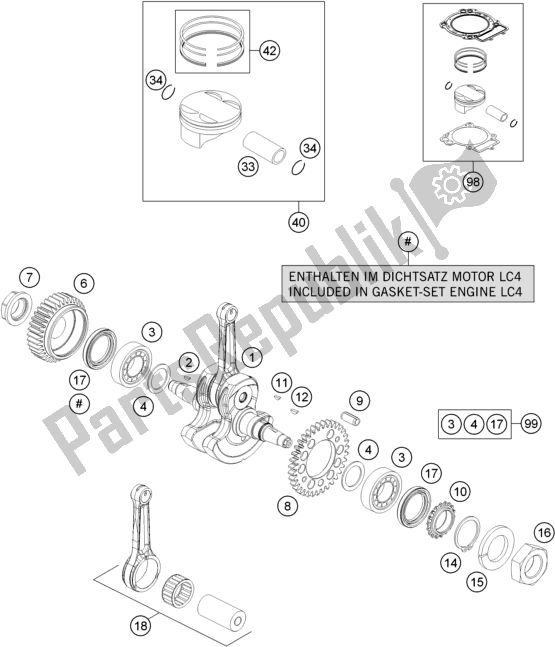 Toutes les pièces pour le Vilebrequin, Piston du KTM 690 Enduro R EU 2017