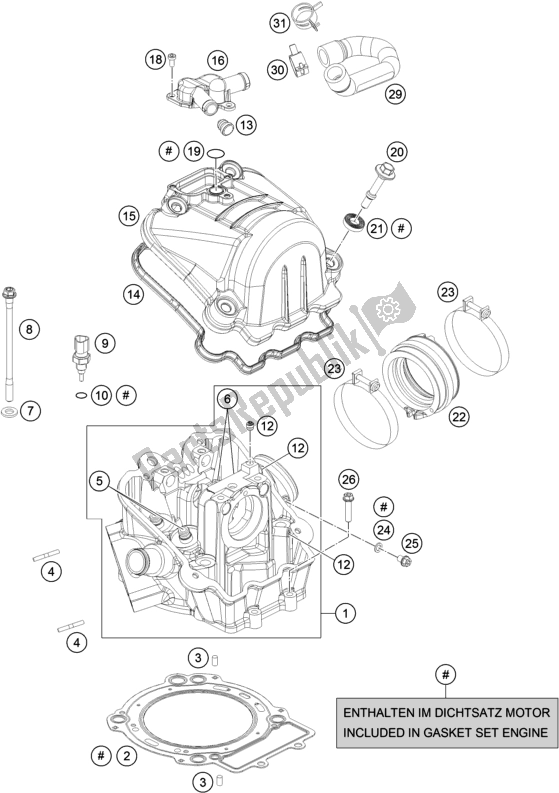 All parts for the Cylinder Head of the KTM 690 Enduro R EU 2017