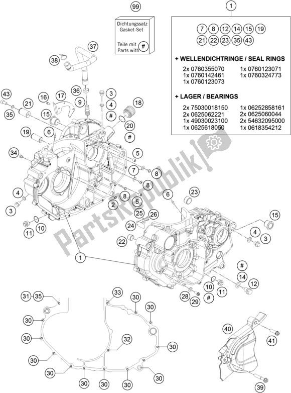 All parts for the Engine Case of the KTM 690 Enduro R EU 2017