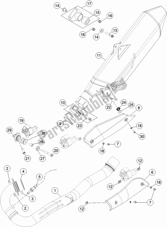 All parts for the Exhaust System of the KTM 690 Enduro R EU 2017