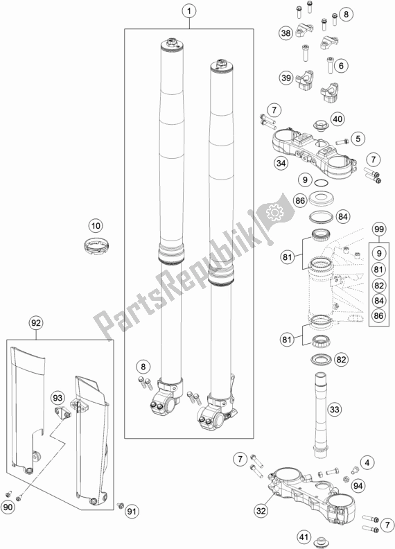 Toutes les pièces pour le Fourche Avant, Triple Serrage du KTM 690 Enduro R EU 2017