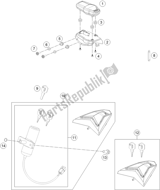 Todas las partes para Instrumentos / Sistema De Bloqueo de KTM 690 Enduro R EU 2017