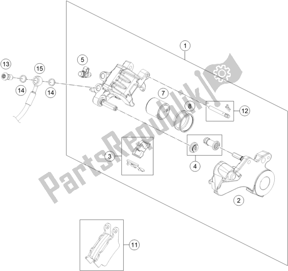 All parts for the Rear Brake Caliper of the KTM 690 Enduro R EU 2017