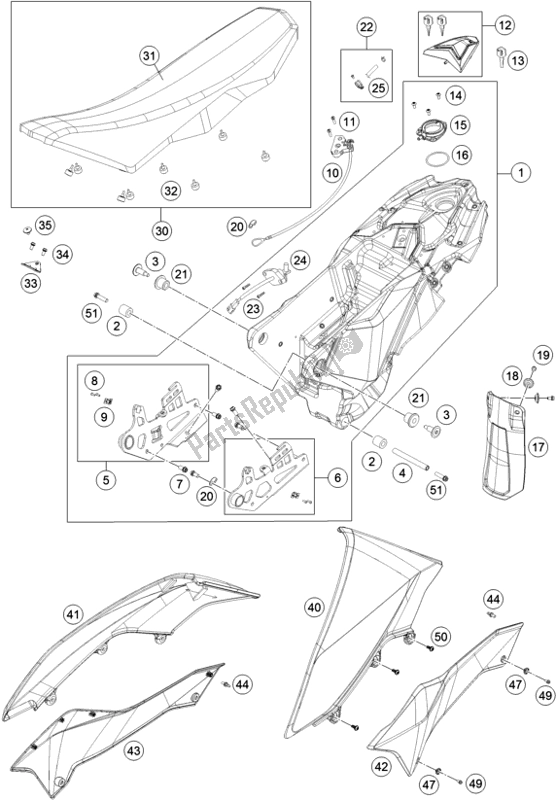 Toutes les pièces pour le Réservoir, Siège du KTM 690 Enduro R EU 2017