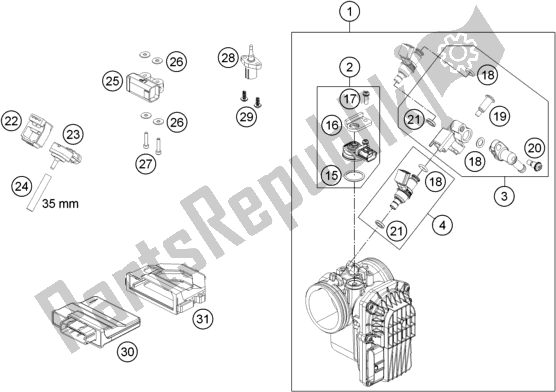 All parts for the Throttle Body of the KTM 690 Enduro R EU 2017