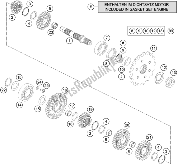 All parts for the Transmission Ii - Countershaft of the KTM 690 Enduro R EU 2017