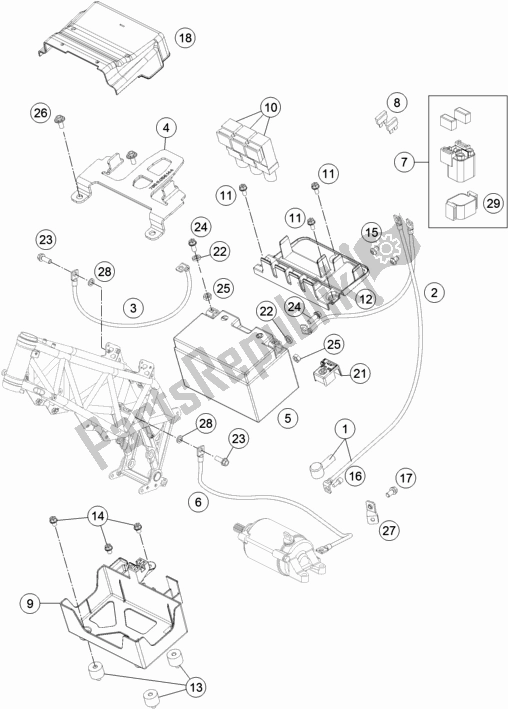 All parts for the Battery of the KTM 690 Enduro R EU 2018