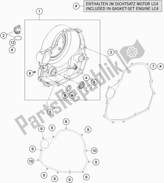 All parts for the Clutch Cover of the KTM 690 Enduro R EU 2018