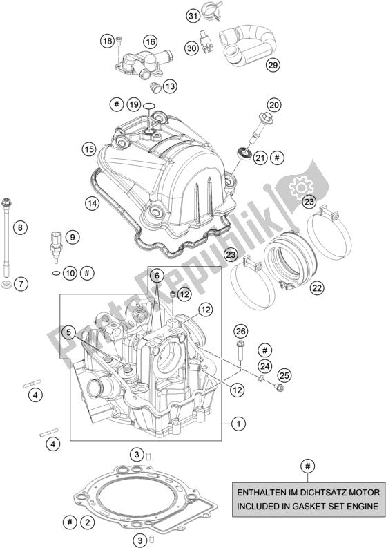 All parts for the Cylinder Head of the KTM 690 Enduro R EU 2018