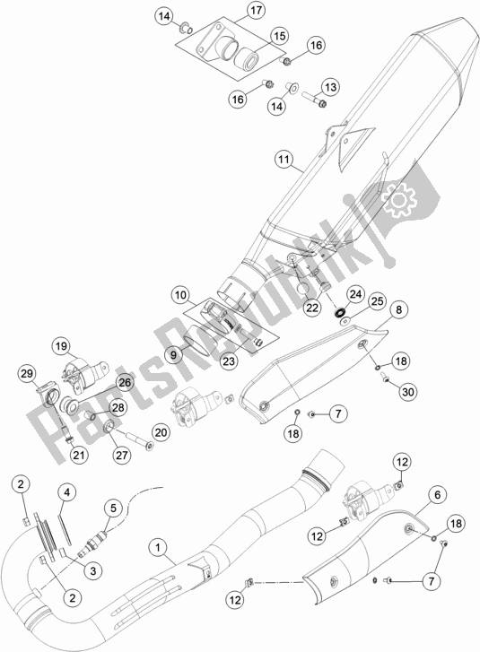 All parts for the Exhaust System of the KTM 690 Enduro R EU 2018