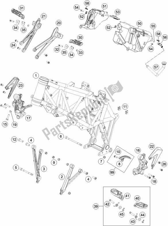 All parts for the Frame of the KTM 690 Enduro R EU 2018