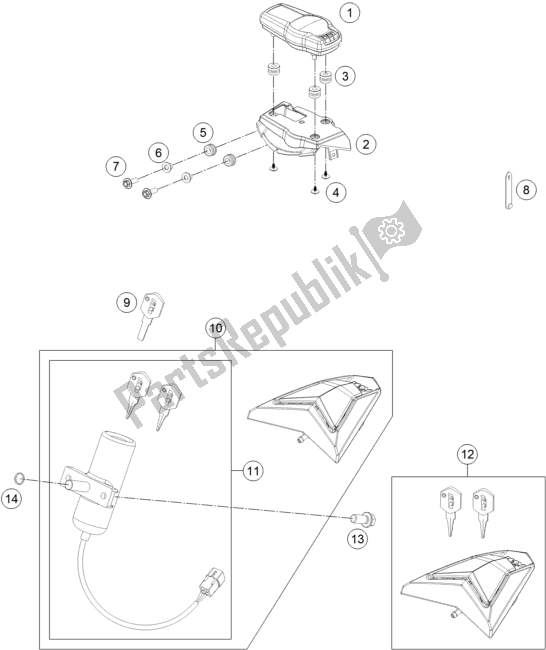 All parts for the Instruments / Lock System of the KTM 690 Enduro R EU 2018