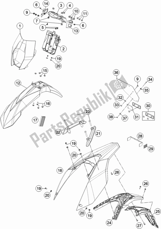 All parts for the Mask, Fenders of the KTM 690 Enduro R EU 2018