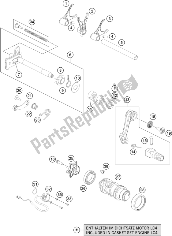 All parts for the Shifting Mechanism of the KTM 690 Enduro R EU 2018