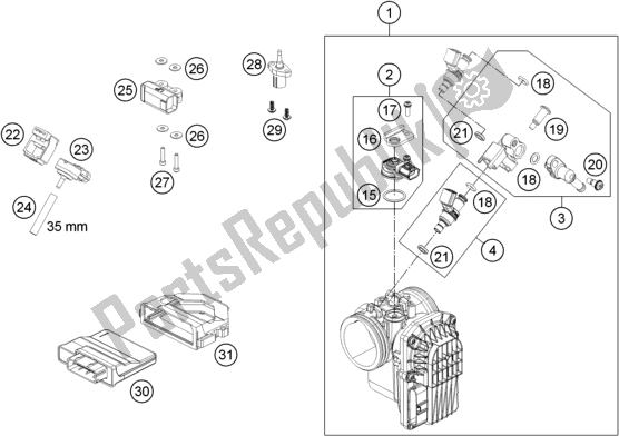 All parts for the Throttle Body of the KTM 690 Enduro R EU 2018