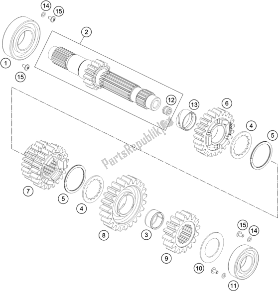 All parts for the Transmission I - Main Shaft of the KTM 690 Enduro R EU 2018