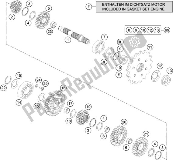 All parts for the Transmission Ii - Countershaft of the KTM 690 Enduro R EU 2018