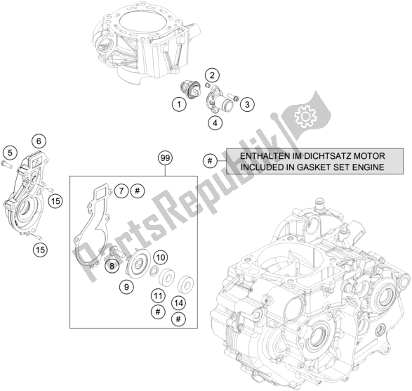 All parts for the Water Pump of the KTM 690 Enduro R EU 2018