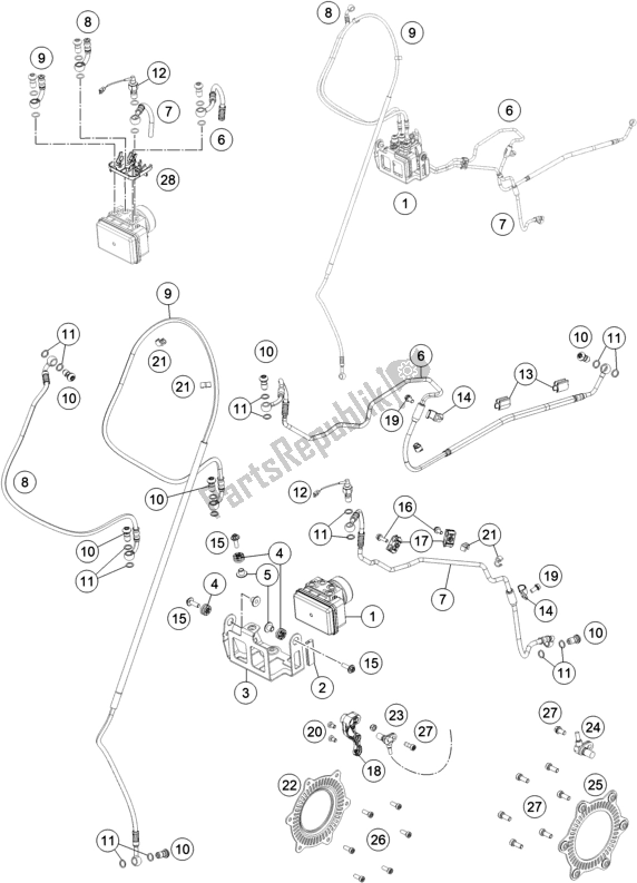 Tutte le parti per il Sistema Antibloccaggio Abs del KTM 690 Enduro R EU 2019