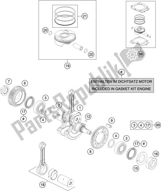 All parts for the Crankshaft, Piston of the KTM 690 Enduro R EU 2019